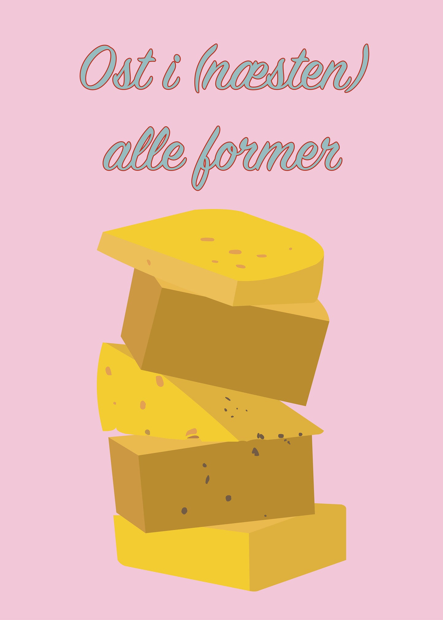 Plakat "Ost i næsten alle former" 50x70 cm